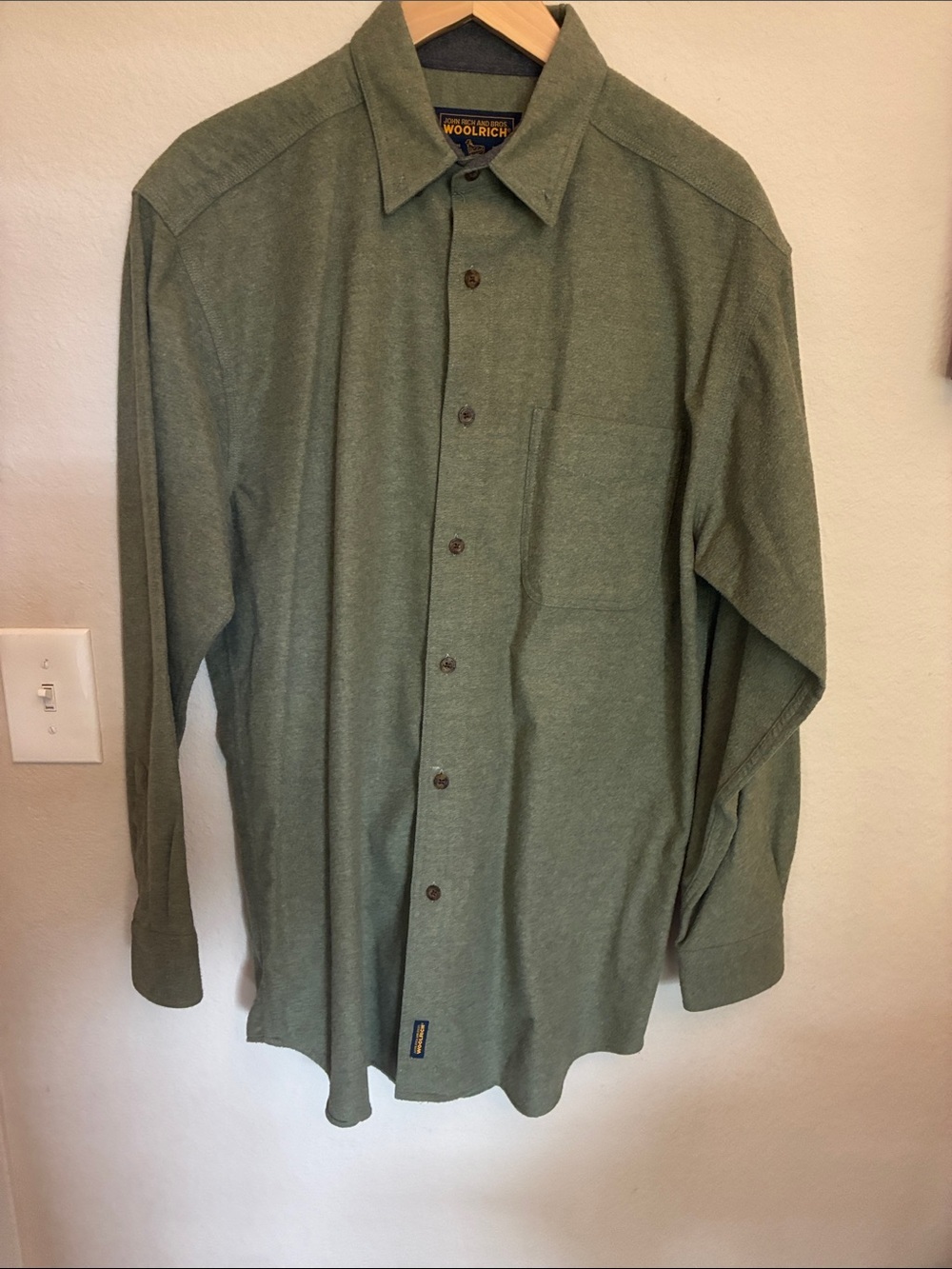 Woolrich Sage Green Long-Sleeve Button Shirt